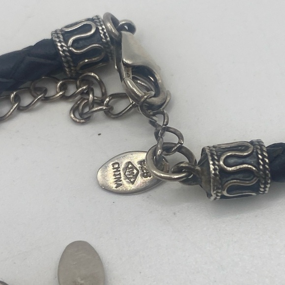 Elegant Pearl and Black Braided Jewelry Set 925 - Picture 2 of 4